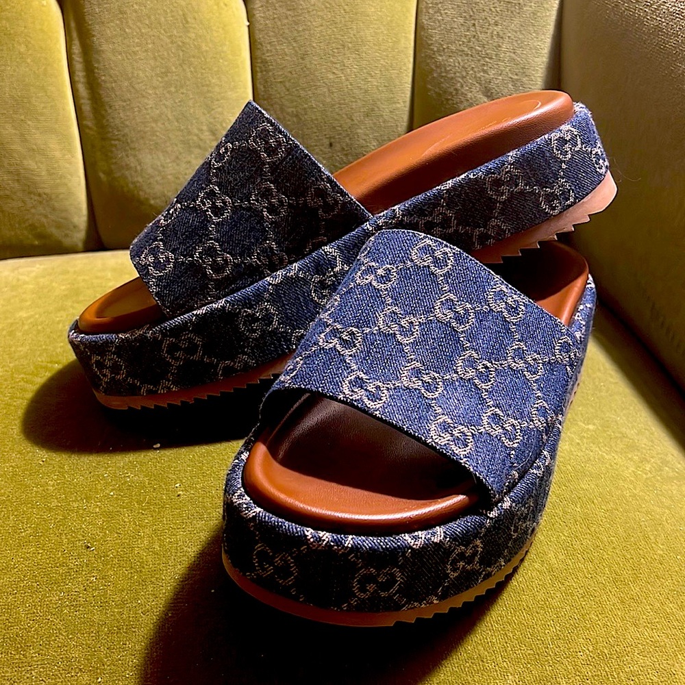 Gucci Denim Slides